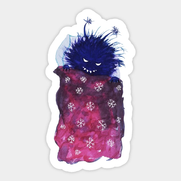 Watercolor Evil Bug Goes To Sleep Sticker by Boriana Giormova